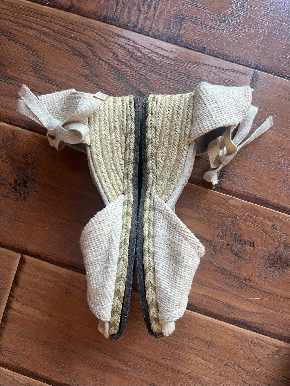 UGG Beige Espadrille Wedge Sandals with Ankle Ties